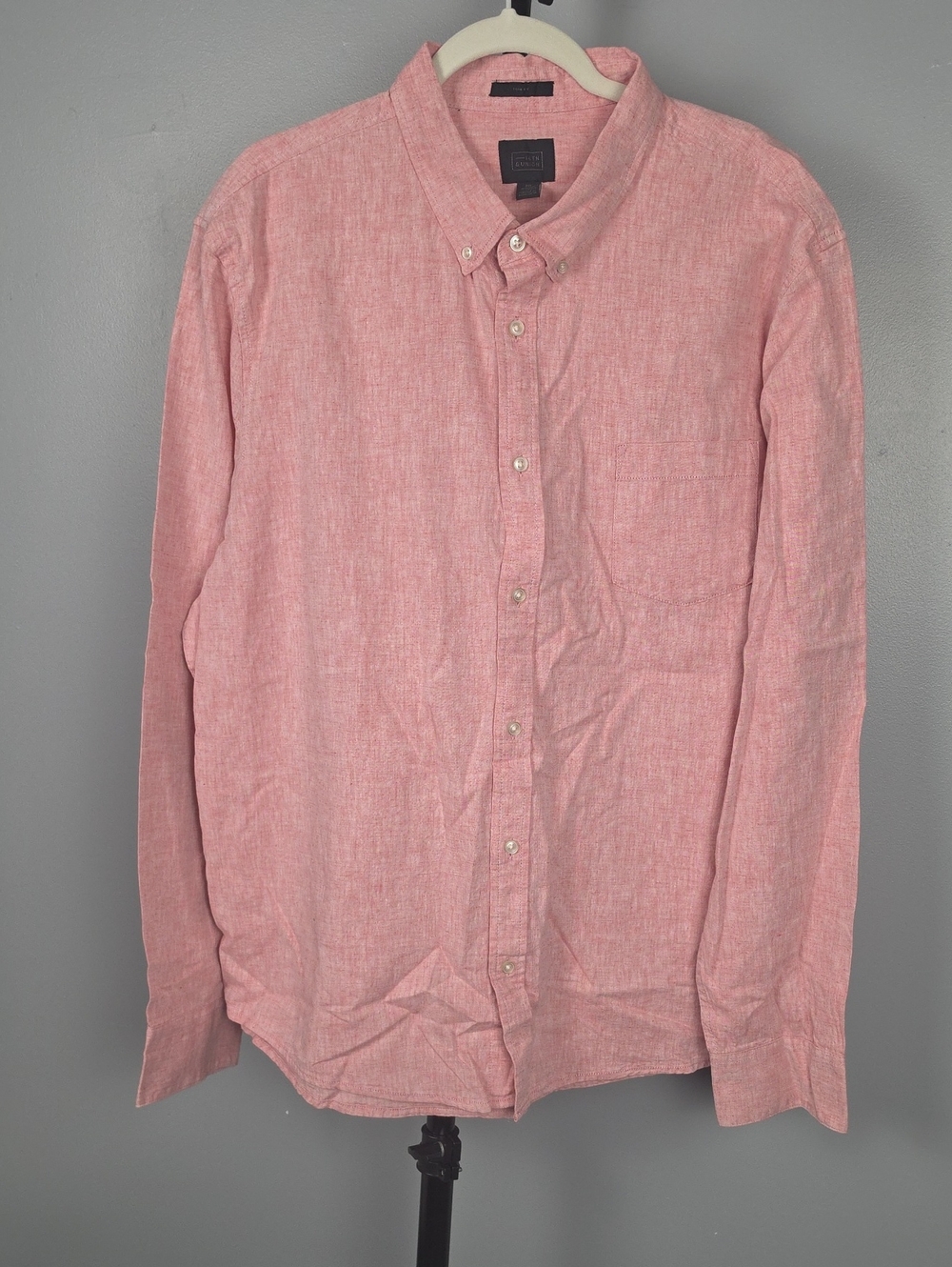 14th & Union Mens 2XL Linen Blend Long Sleeve Button Down Shirt Trim Fit
